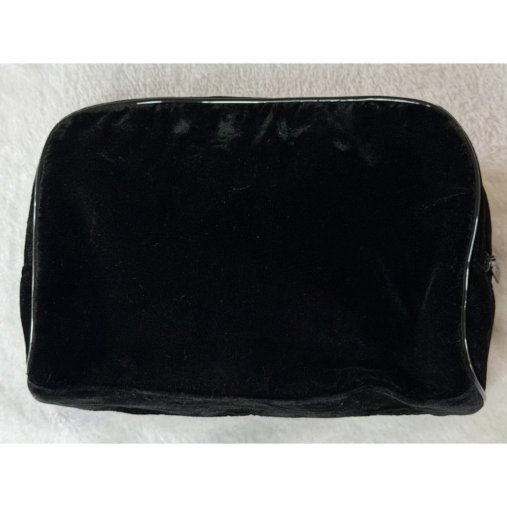 Chanel Parfume Black Velvet Cosmetic Toiletries Bag 2 Pockets Perfume EUC